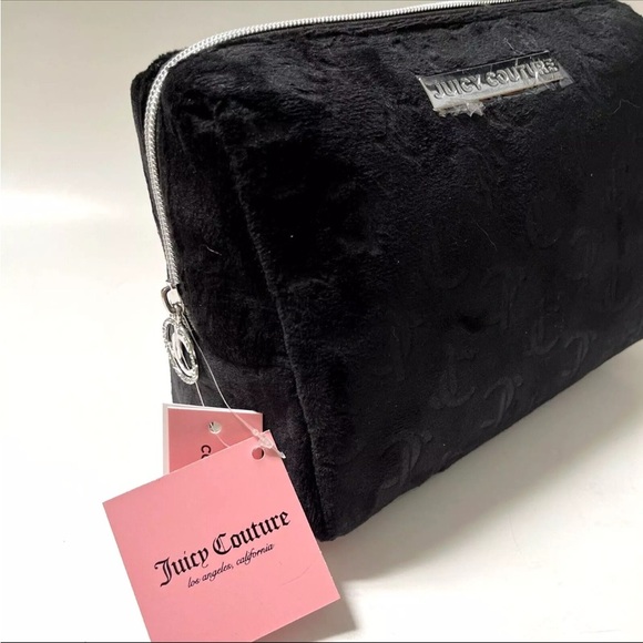 - NWT JUICY COUTURE Velour Cosmetics Bag Toiletries Makeup Case black logo - Picture 9 of 9